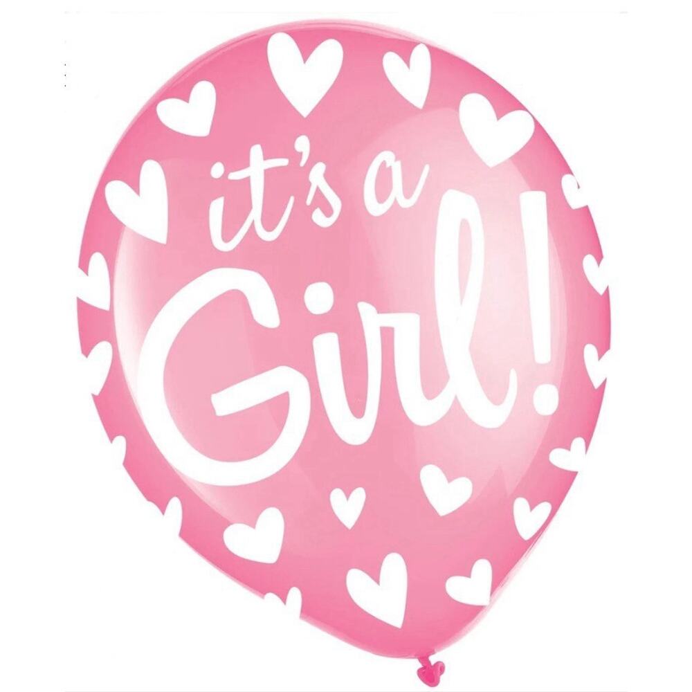 100 Pcs “It's a Girl Balloons” 12” Pink Girl Latex Balloons for Baby Shower NEW